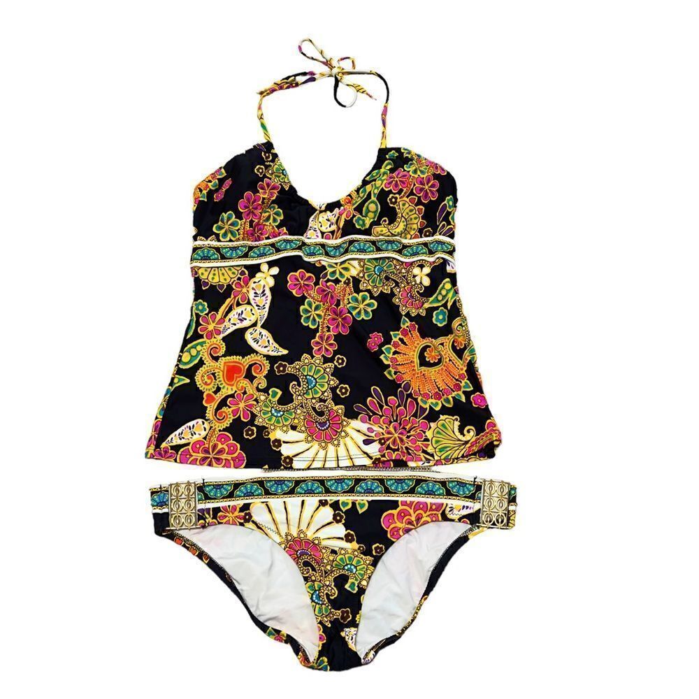 Trina Turk Tie Around Neck Tankini (4) & Bikini Bottom (6) Set
